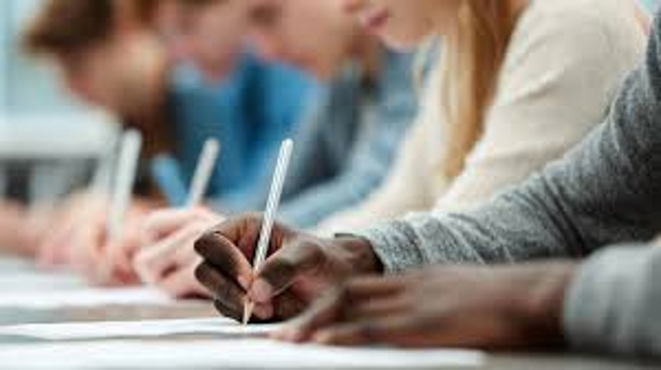 students writing a test